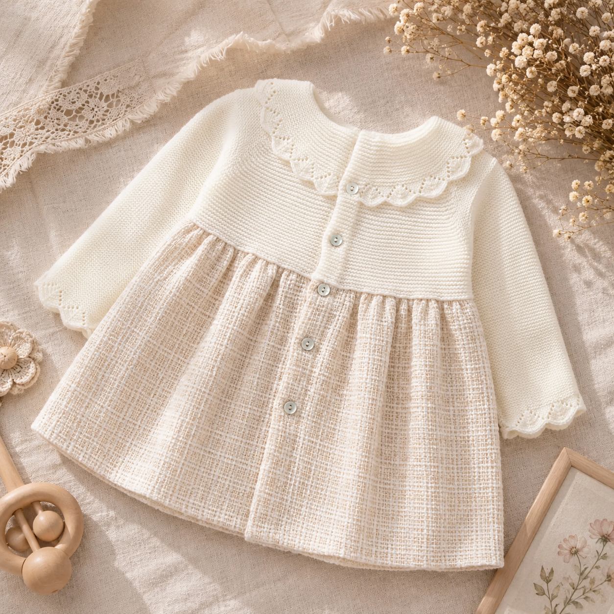 Vestido De Punto De Tela Derby Para Niña
