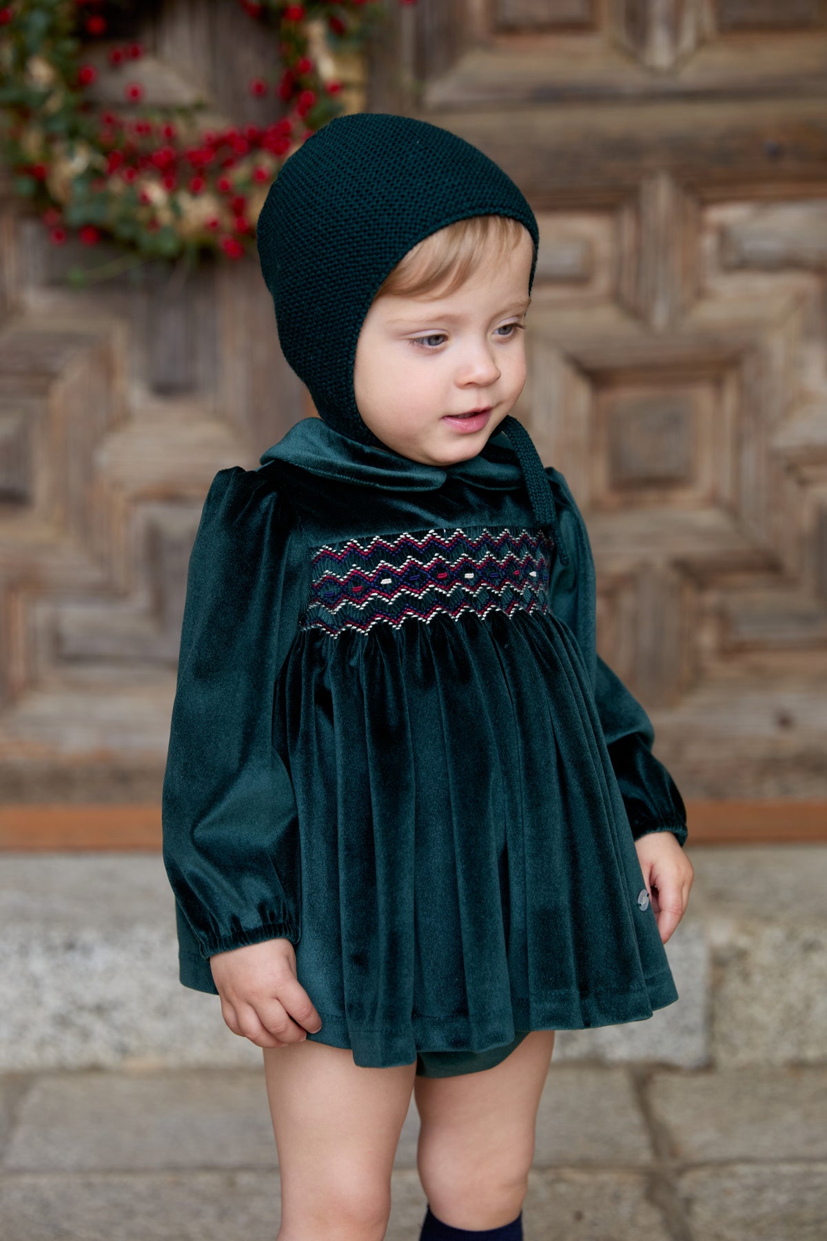 Conjunto de terciopelo TINEO para bebé niña de Martín Aranda.