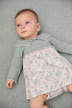 Vestido combinado floral con cuello amplio para bebé | Martín Aranda
