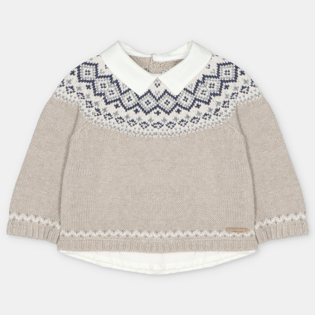 Suéter infantil con greca y cuello a contraste de Martín Aranda, referencia 044-32328.