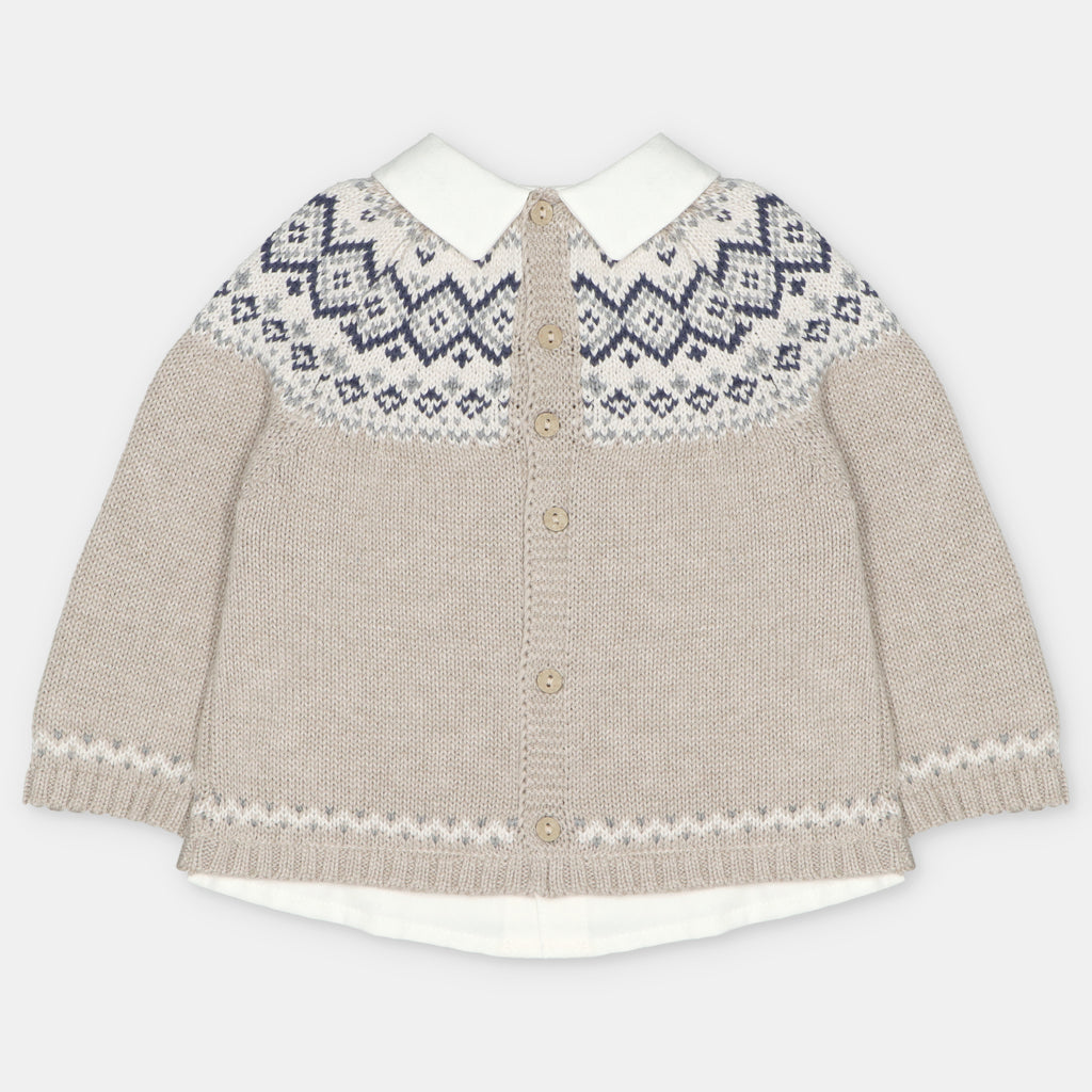 Suéter infantil con greca y cuello a contraste de Martín Aranda, referencia 044-32328.