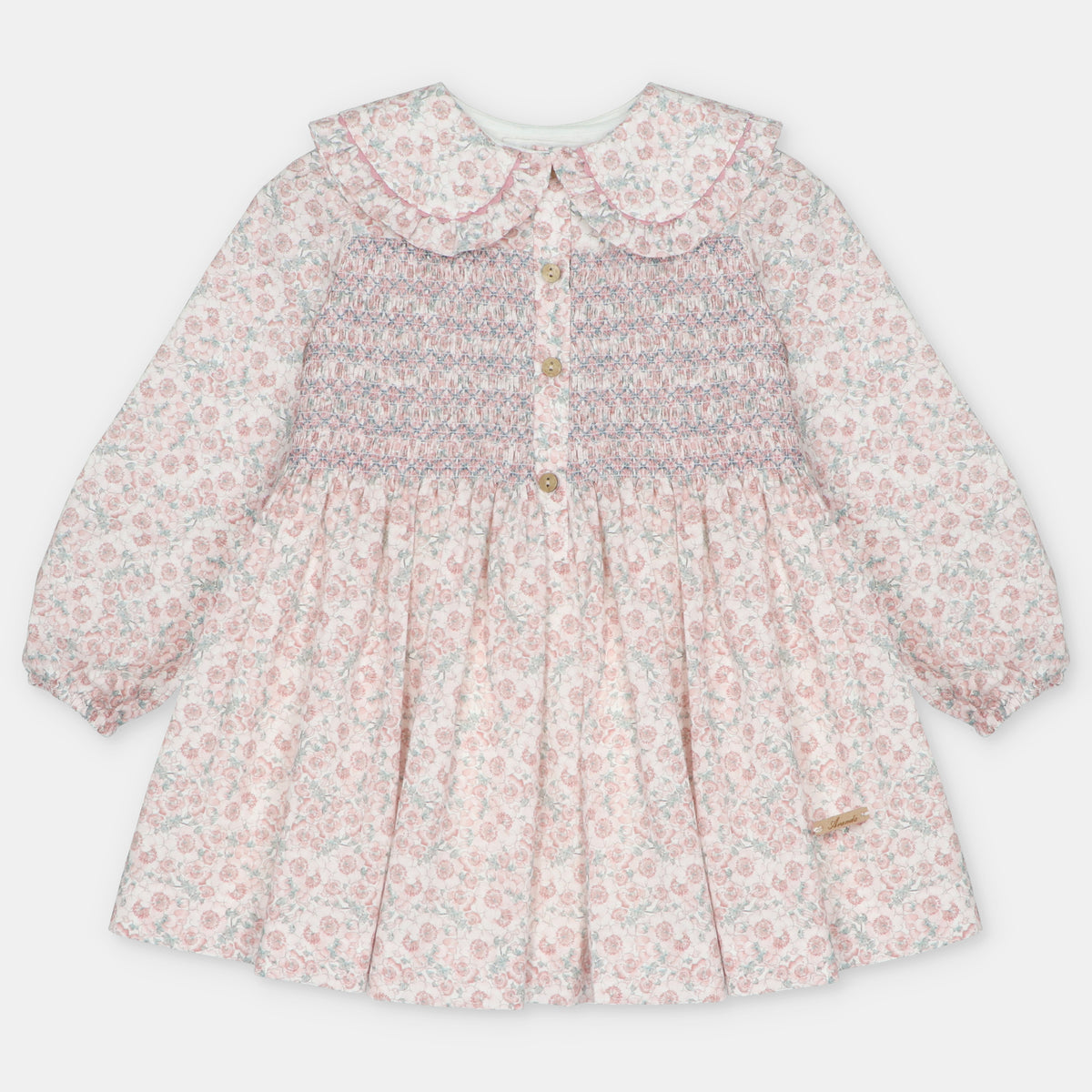 Vestido floral con botones para niña de Martín Aranda, referencia 047-20324.
