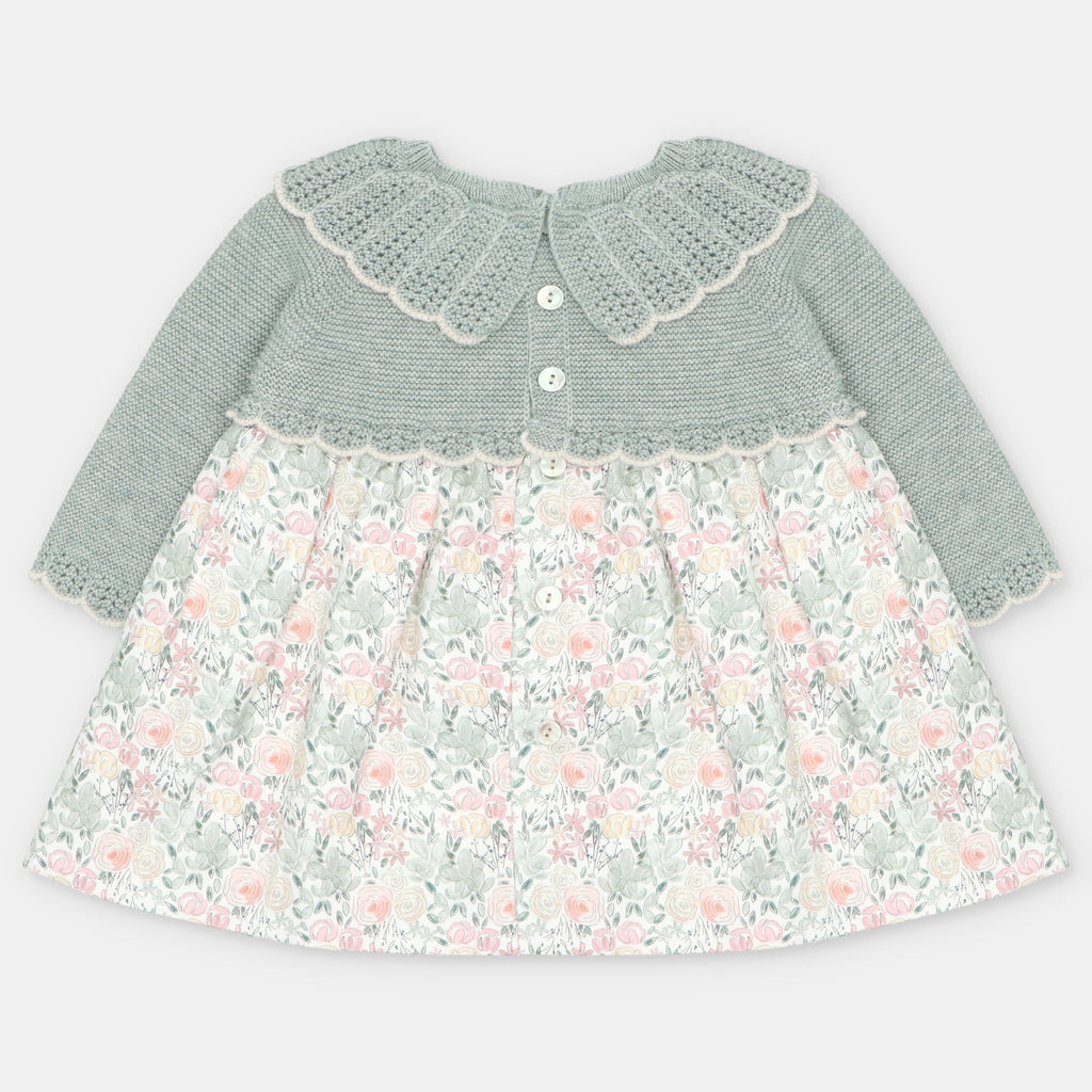 Vestido combinado floral con cuello amplio para bebé de Martín Aranda, referencia 047-30325.