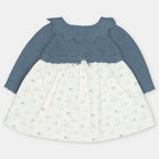 Vestido combinado con cuello de ondas para bebé de Martín Aranda, referencia 047-31328.