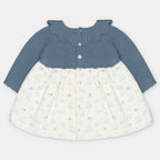 Vestido combinado con cuello de ondas para bebé de Martín Aranda, referencia 047-31328.