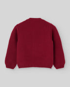 Chaqueta de punto rojo carmesí NADAL para bebé, Paz Rodríguez, vista posterior.
