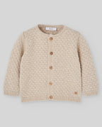 Chaqueta de punto avena LUMBRE para bebé, Paz Rodríguez, vista frontal.