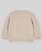 Chaqueta de punto avena LUMBRE para bebé, Paz Rodríguez, vista posterior.
