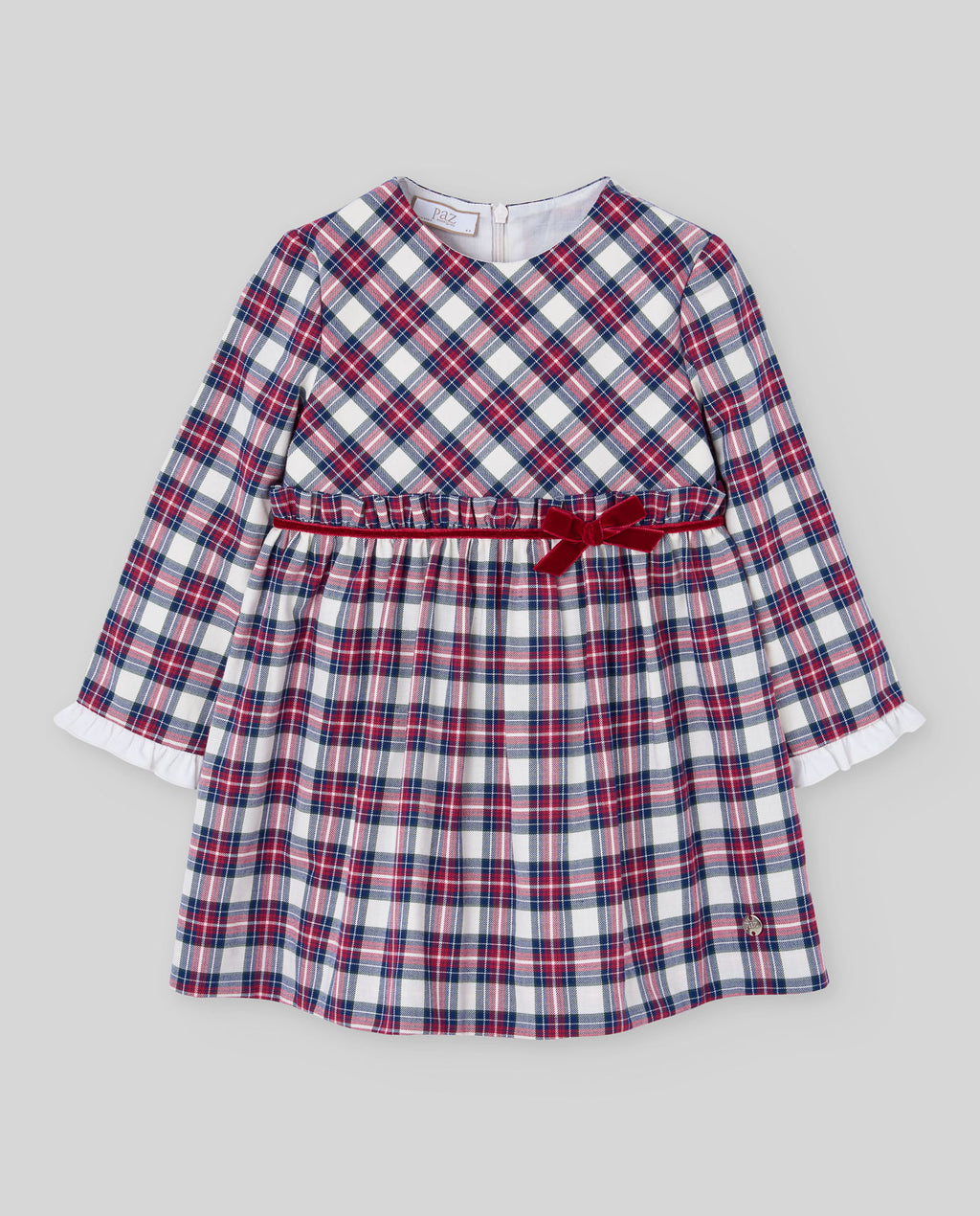 Vestido de cuadros rojos NADAL para niña, Paz Rodríguez, vista frontal.