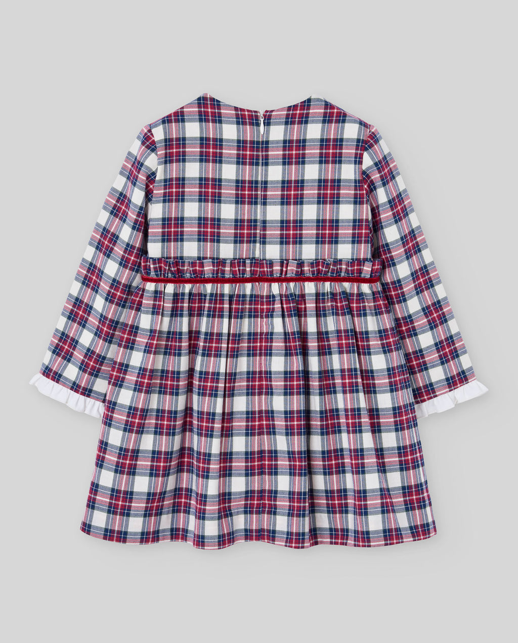 Vestido de cuadros rojos NADAL para niña, Paz Rodríguez, vista posterior.