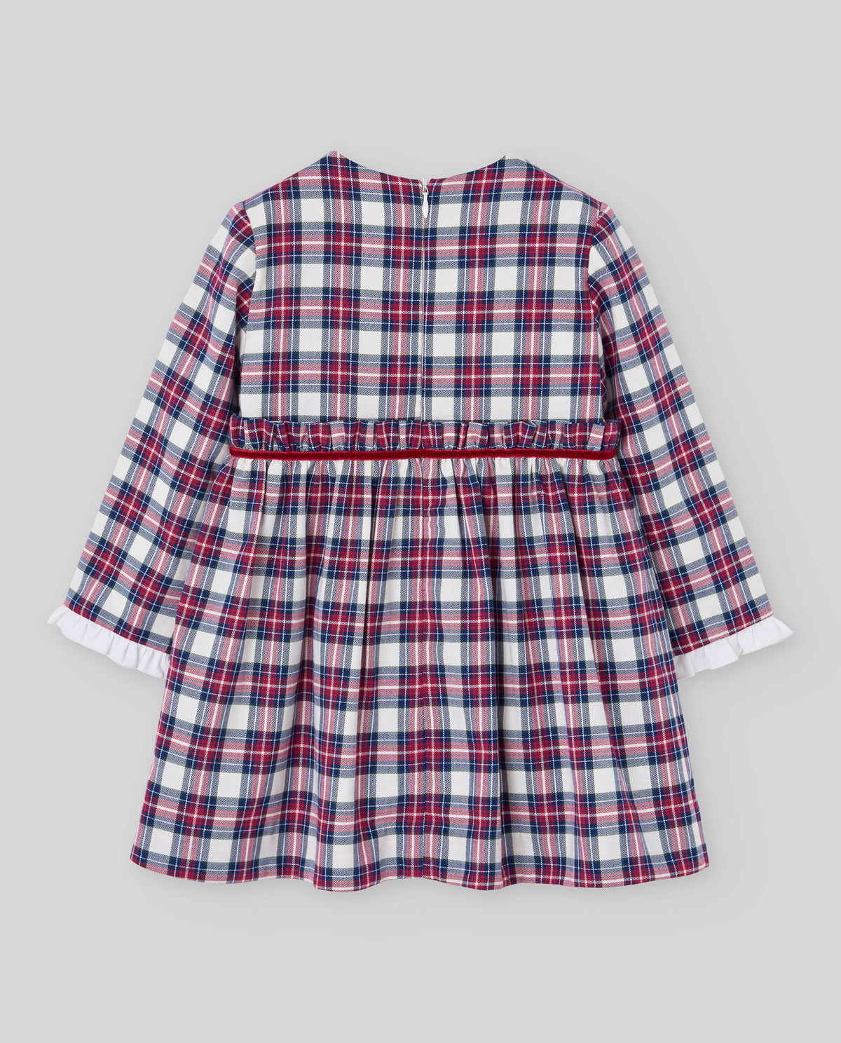 Vestido de cuadros rojos NADAL para niña, Paz Rodríguez, vista posterior.