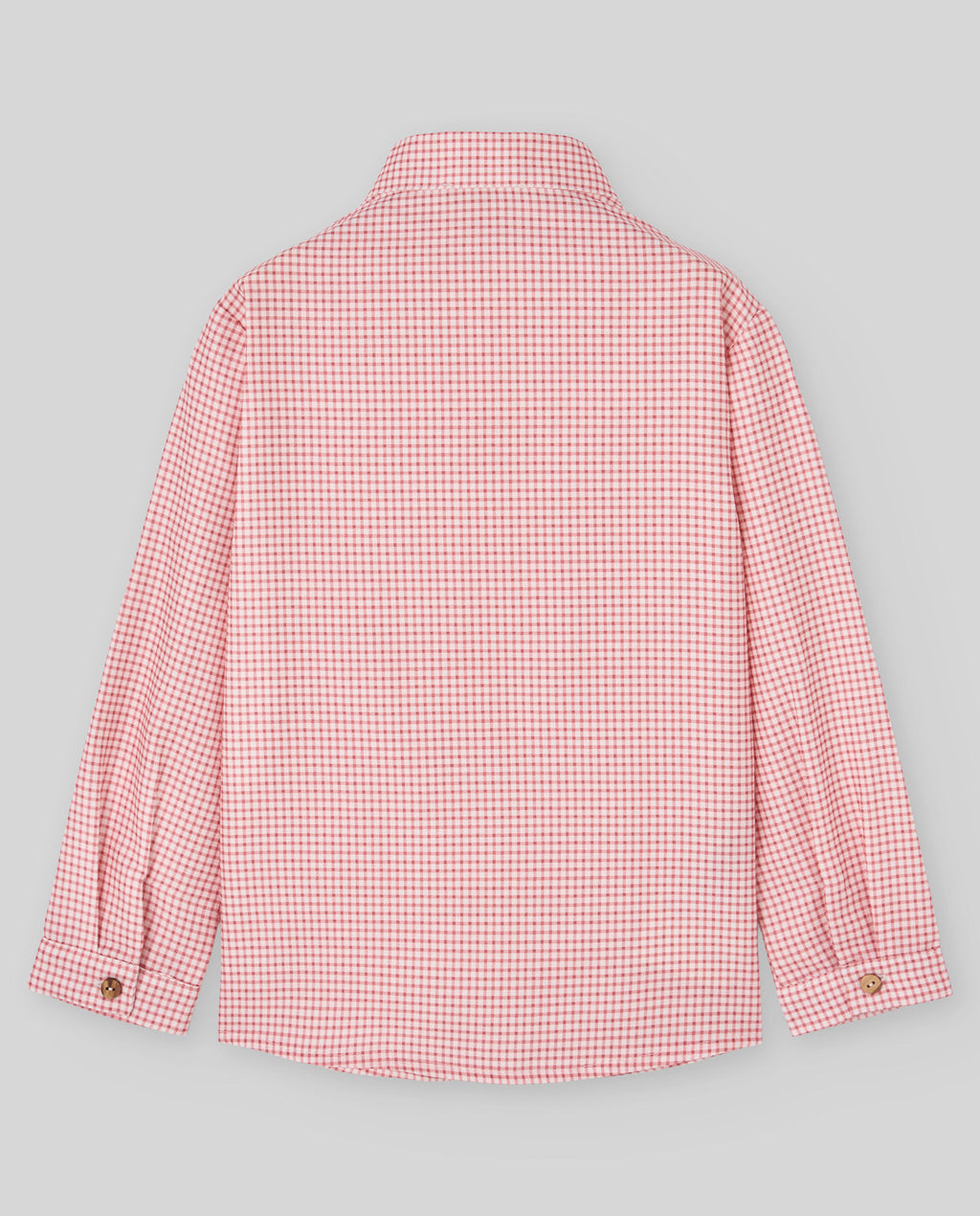 Camisa de cuadros teja LUMBRE para bebé, Paz Rodríguez, vista posterior.