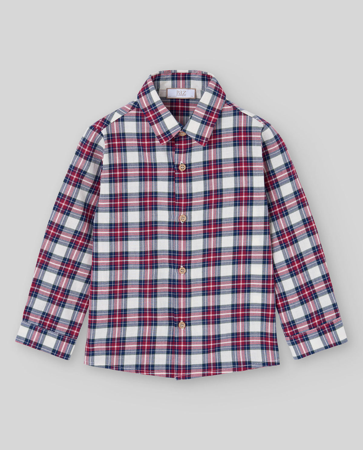 Camisa de cuadros rojos NADAL para niño, Paz Rodríguez, vista frontal.