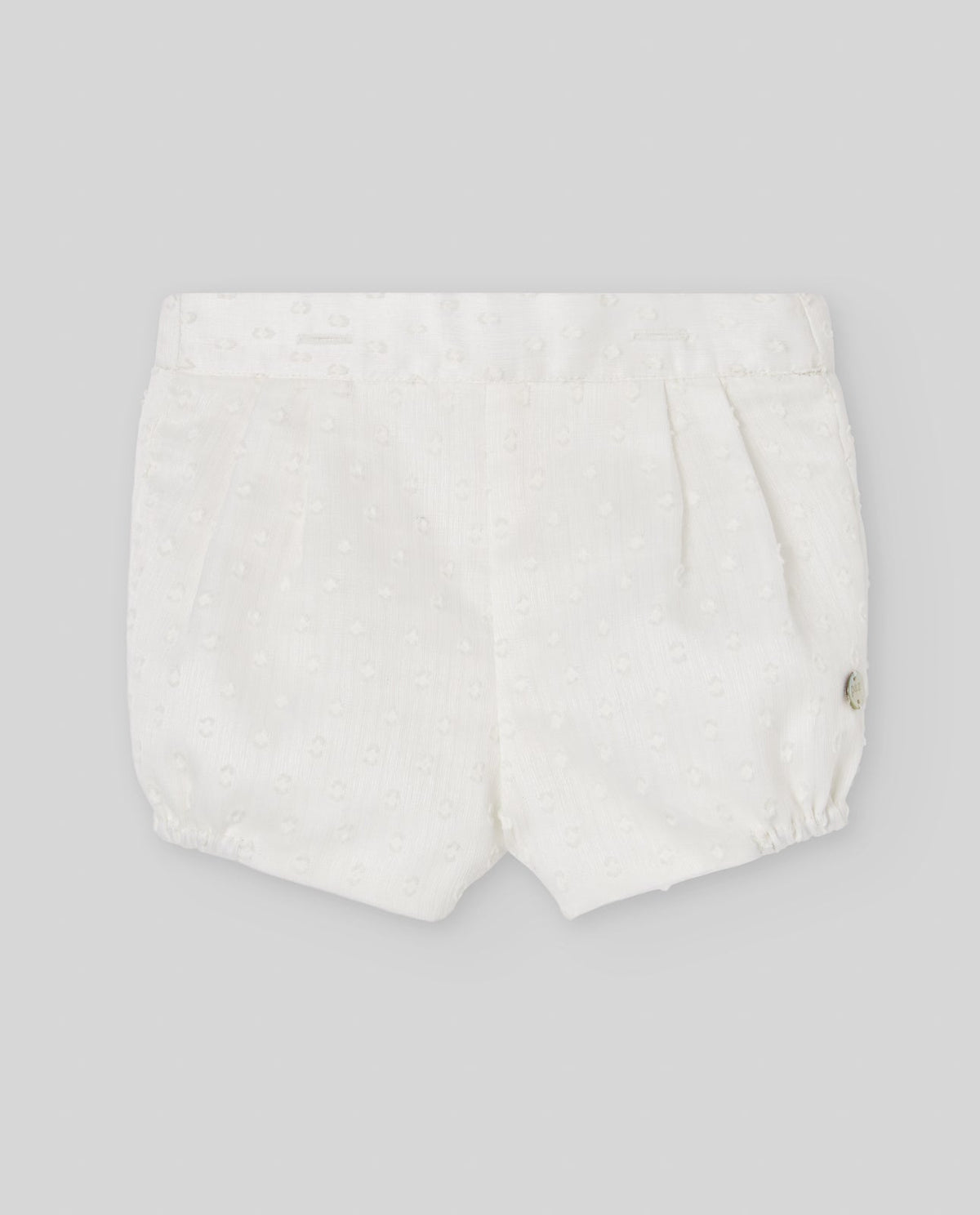 Conjunto exclusivo PAZ para bebé: pantalón corto de plumeti.